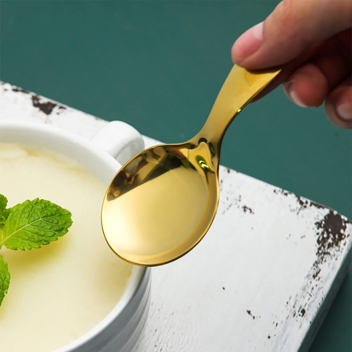 Dadamong Short Handle Spoons Set Of 6, Stainless Steel Mini Salt Spoons For Condiments, Dessert, Tea, Coffee, Cake, Sugar, Stirr